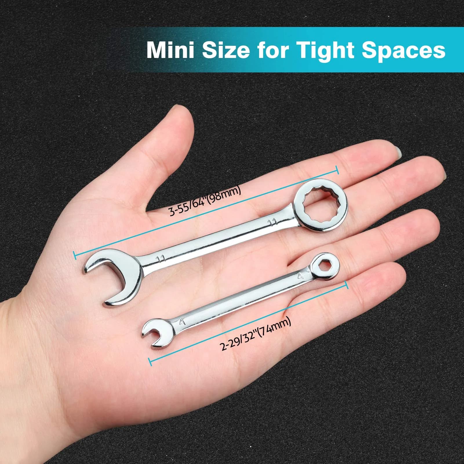 SPEEDWOX Mini Combination Wrench Set 4-11mm (10 Pcs) | High Carbon Steel with Rust-Resistant Chrome Finish - view 5