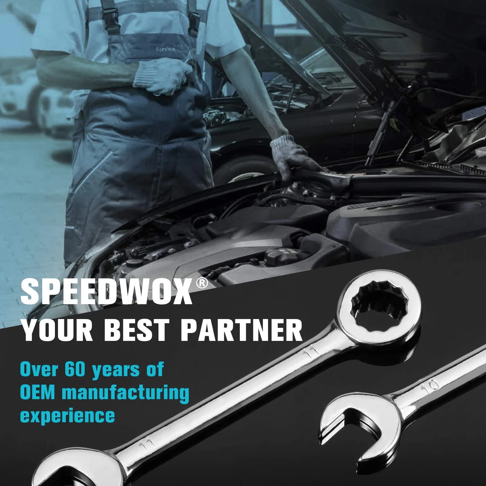 SPEEDWOX Mini Combination Wrench Set 4-11mm (10 Pcs) | High Carbon Steel with Rust-Resistant Chrome Finish - view 7