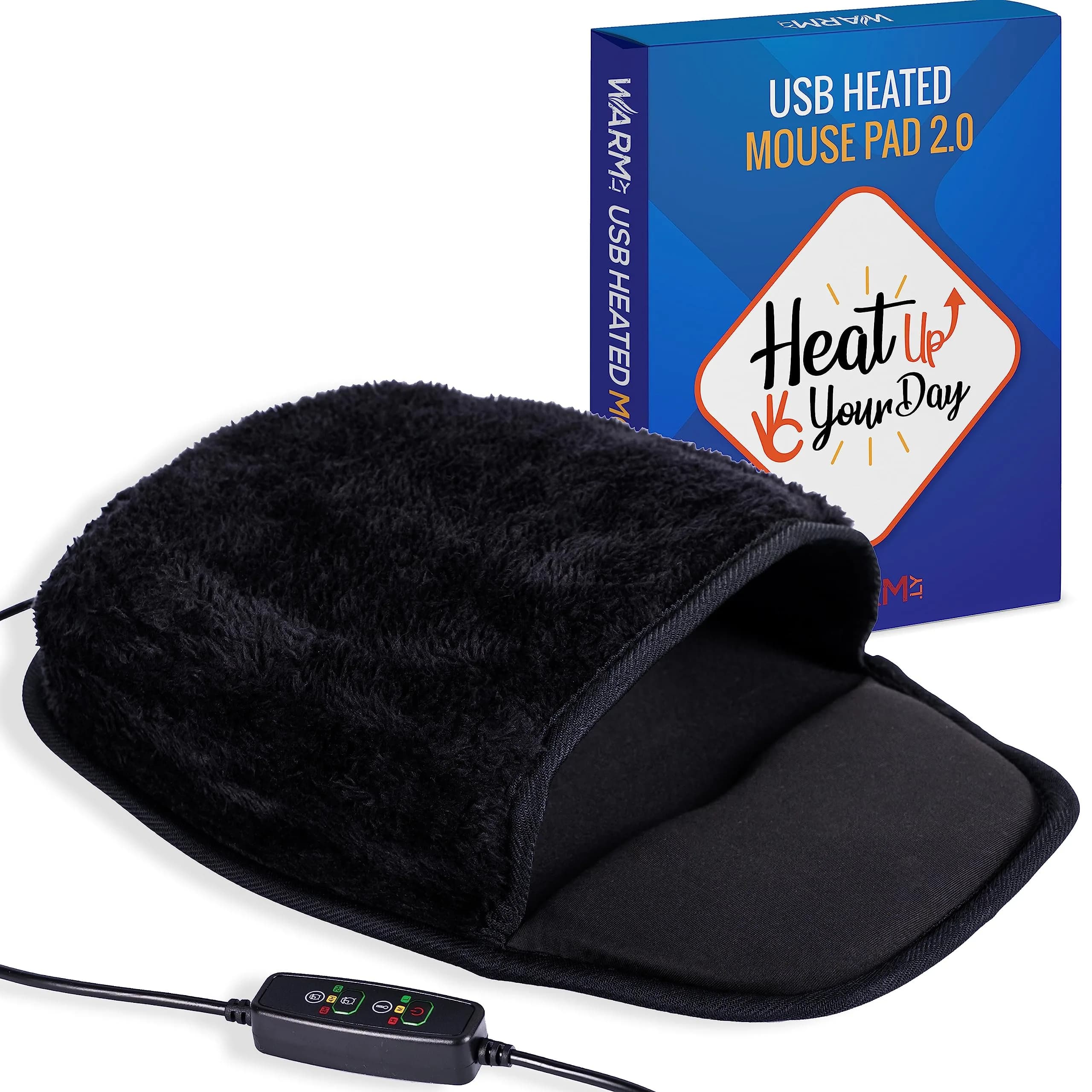 WOLVIO USB Heated Mouse Pad Hand Warmer | 3 Temperatures & Timers, Ergonomic, UKCA/CE Certified — 11L x 9W inches
