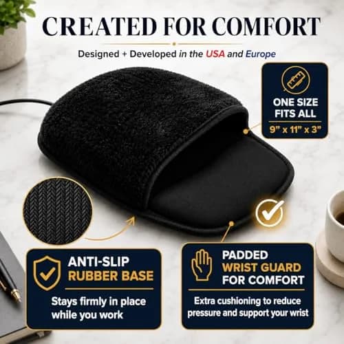 WOLVIO USB Heated Mouse Pad Hand Warmer | 3 Temperatures & Timers, Ergonomic, UKCA/CE Certified thumbnail 5