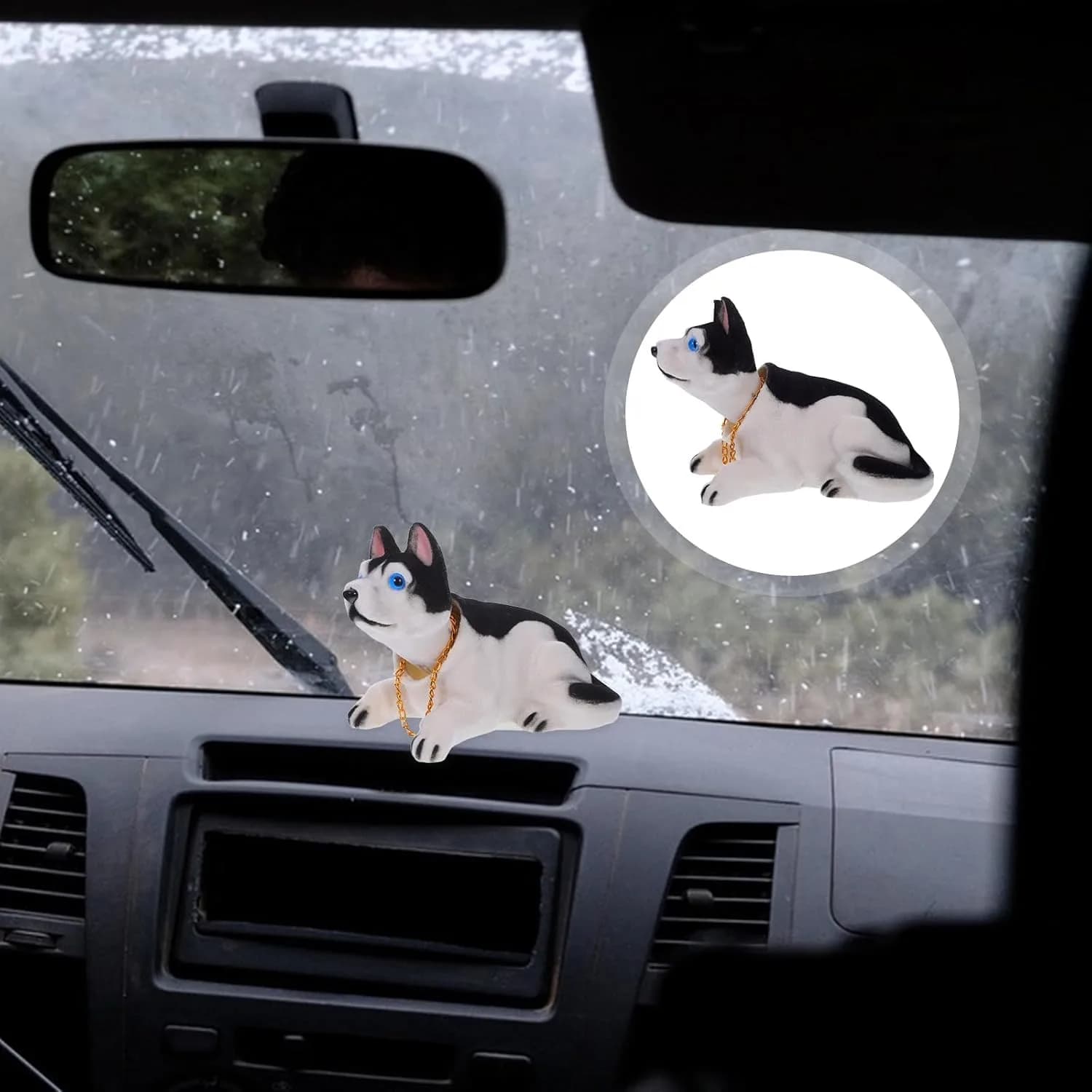 Wakauto Shaking Head Dog Bobblehead Ornament 15cm (5.91in) | Entertaining Nodding Action for Car Dashboard - view 4