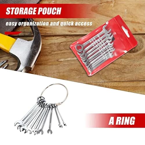 SPEEDWOX Mini SAE Ignition Wrench Set 10 Pcs 5/32"-7/16" | High Carbon Steel Rust-Resistant Chrome Finish thumbnail 6
