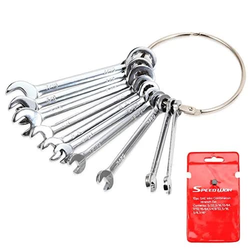 SPEEDWOX Mini Combination Wrench Set 4mm-11mm (0.157"-0.433") & 5/32"-7/16" (0.156"-0.437") | 60 Pcs Total — 10-Piece SAE