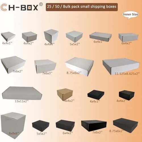 CH-BOX 100 Pack 4x4x2'' Small Shipping Boxes | Corrugated Cardboard Mailers for Business, White thumbnail 7
