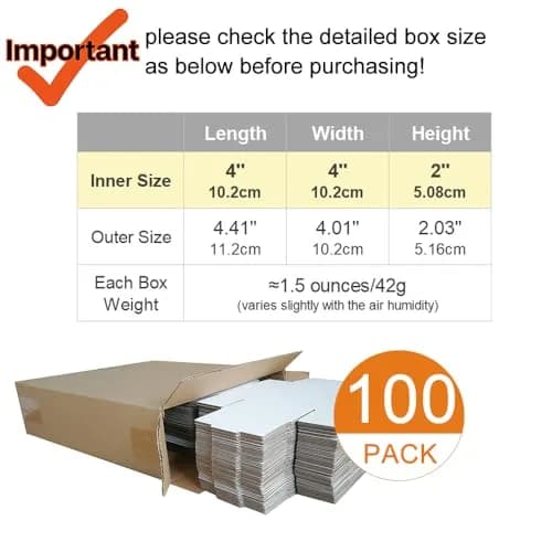 CH-BOX 100 Pack 4x4x2'' Small Shipping Boxes | Corrugated Cardboard Mailers for Business, White thumbnail 3