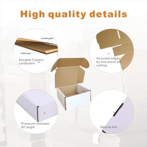 CH-BOX 100 Pack 4x4x2'' Small Shipping Boxes | Corrugated Cardboard Mailers for Business, White thumbnail 4