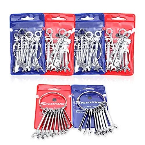 SPEEDWOX Mini Combination Wrench Set 4mm-11mm (0.157"-0.433") & 5/32"-7/16" (0.156"-0.437") | 60 Pcs Total — 6 set wrench