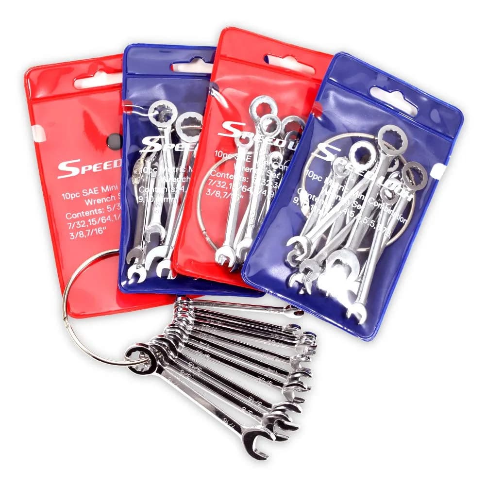 SPEEDWOX 4-Piece Mini Combination Wrench Set | 4mm-11mm & 5/32"-7/16" | Metric & Imperial - main product image