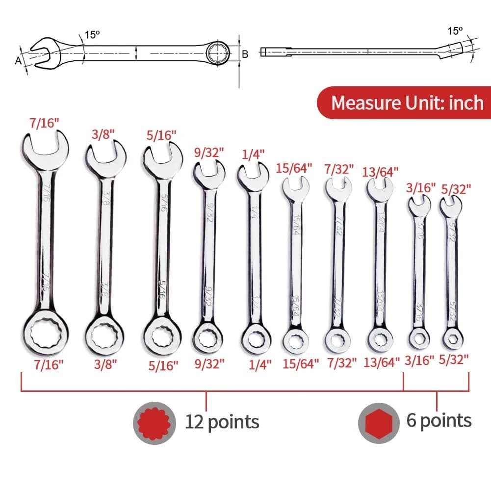 SPEEDWOX Small Wrench Set, 4mm-11mm, 5/32-7/16 Inch, 40-Piece | High Carbon Steel, Rust-Resistant Chrome Finish - view 5