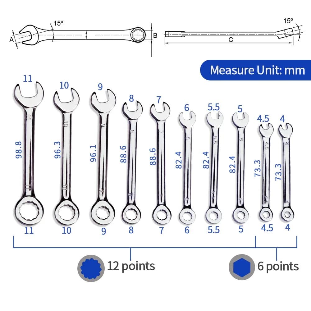 SPEEDWOX Small Wrench Set, 4mm-11mm, 5/32-7/16 Inch, 40-Piece | High Carbon Steel, Rust-Resistant Chrome Finish - view 6