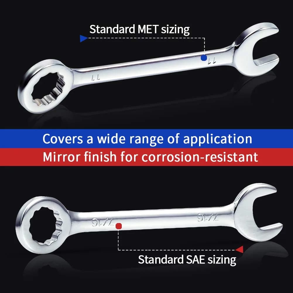 SPEEDWOX 4-Piece Mini Combination Wrench Set | 4mm-11mm & 5/32"-7/16" | Metric & Imperial - view 2