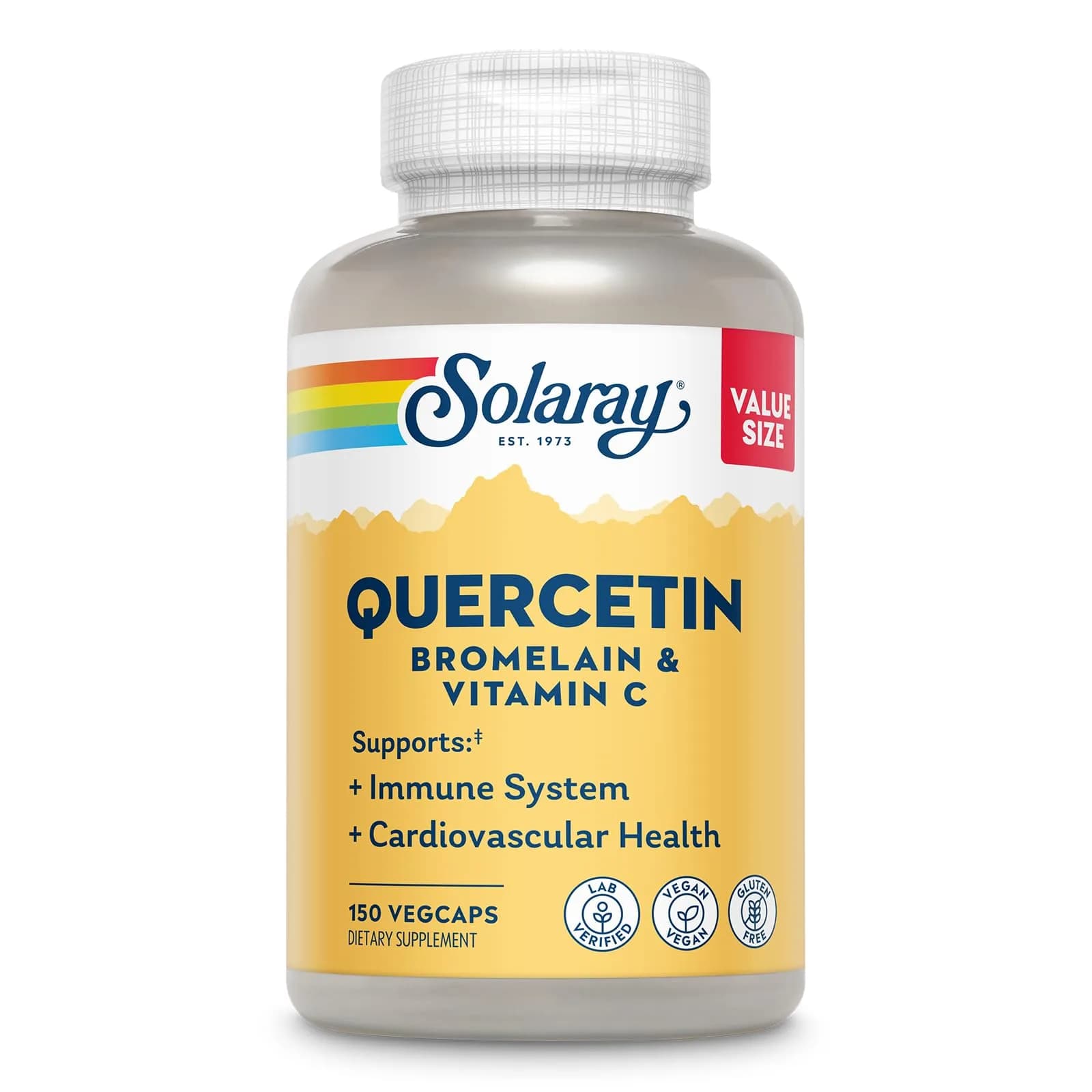 SOLARAY Quercetin Bromelain & Vitamin C 150 VegCaps | Year-Round Immune Support, Vegan, 500mg Quercetin & 1235mg Vit C