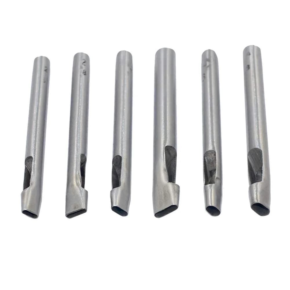 DGOL Leather Oval Hole Punch Kit 6 Sizes | Durable Carbon Steel, Easy to Use, 6 pcs — Silver