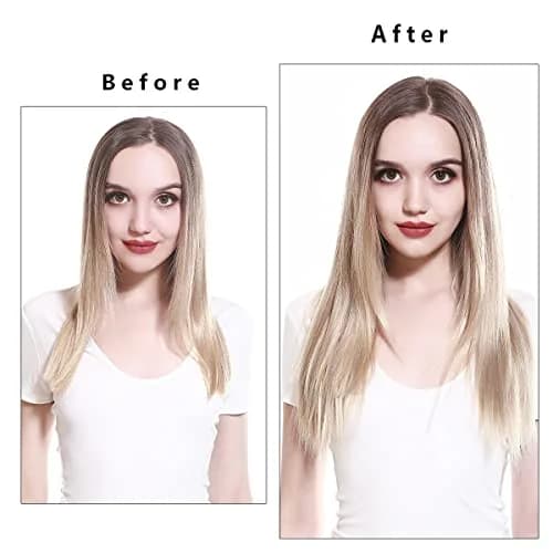 SARLA Invisible Wire Hair Extensions Dirty Blonde Straight Synthetic Hairpieces 14 inch (35.56 cm) | Heat Resistant Hair Extension for Women thumbnail 4