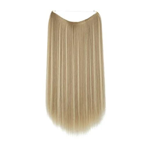 SARLA Invisible Wire Hair Extensions Dirty Blonde Straight Synthetic Hairpieces 14 inch (35.56 cm) | Heat Resistant Hair Extension for Women thumbnail 2