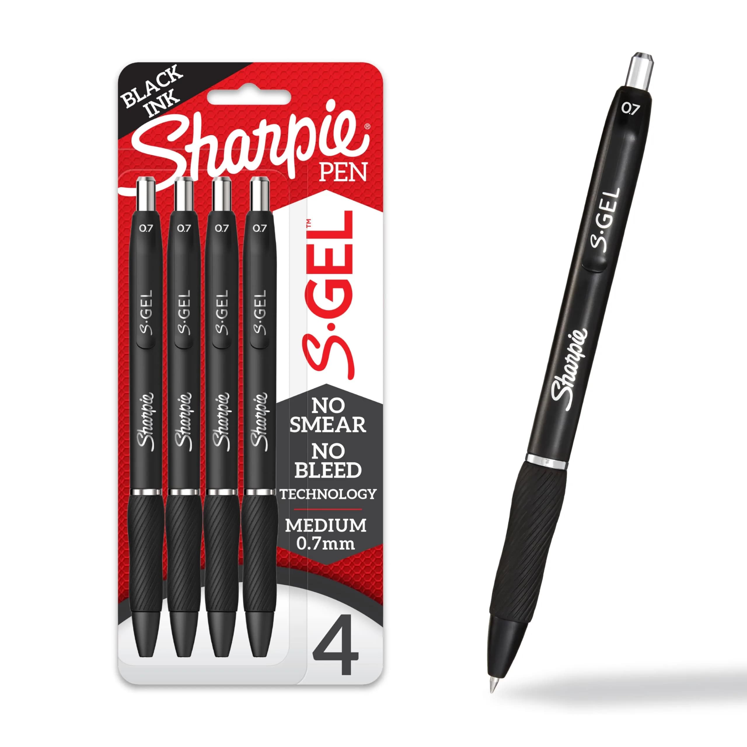 Sharpie S-Gel Pens, Medium Point (0.7mm), Black Ink, 4 Count | Smooth Ink Flow for Writing - main product image