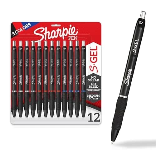 Sharpie S-Gel Gel Pens Black Barrel Medium Point 0.7mm Assorted Ink Colors 12 Count | Smoother Bolder Cleaner Quicker Drying thumbnail 1