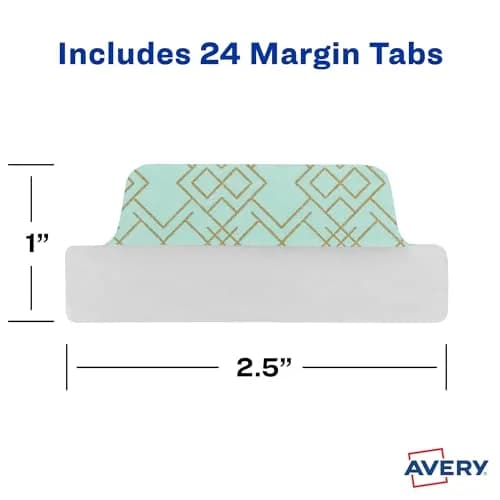 Avery Margin Ultra Tabs, 2.5" x 1" | Assorted Metallic Geometric Designs, 24 Repositionable Page Tabs thumbnail 7