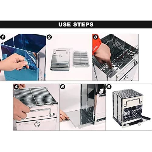 REDCAMP Stainless Steel Camping Wood Burning Stove with Storage Bag | Large, 2.63 kg (5.5 lbs) thumbnail 6