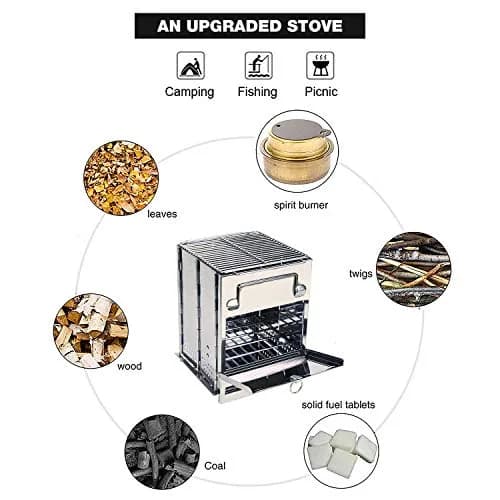 REDCAMP Stainless Steel Camping Wood Burning Stove with Storage Bag | Large, 2.63 kg (5.5 lbs) thumbnail 7