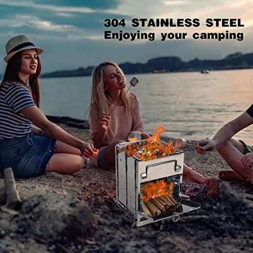 REDCAMP Stainless Steel Camping Wood Burning Stove with Storage Bag | Large, 2.63 kg (5.5 lbs) thumbnail 3
