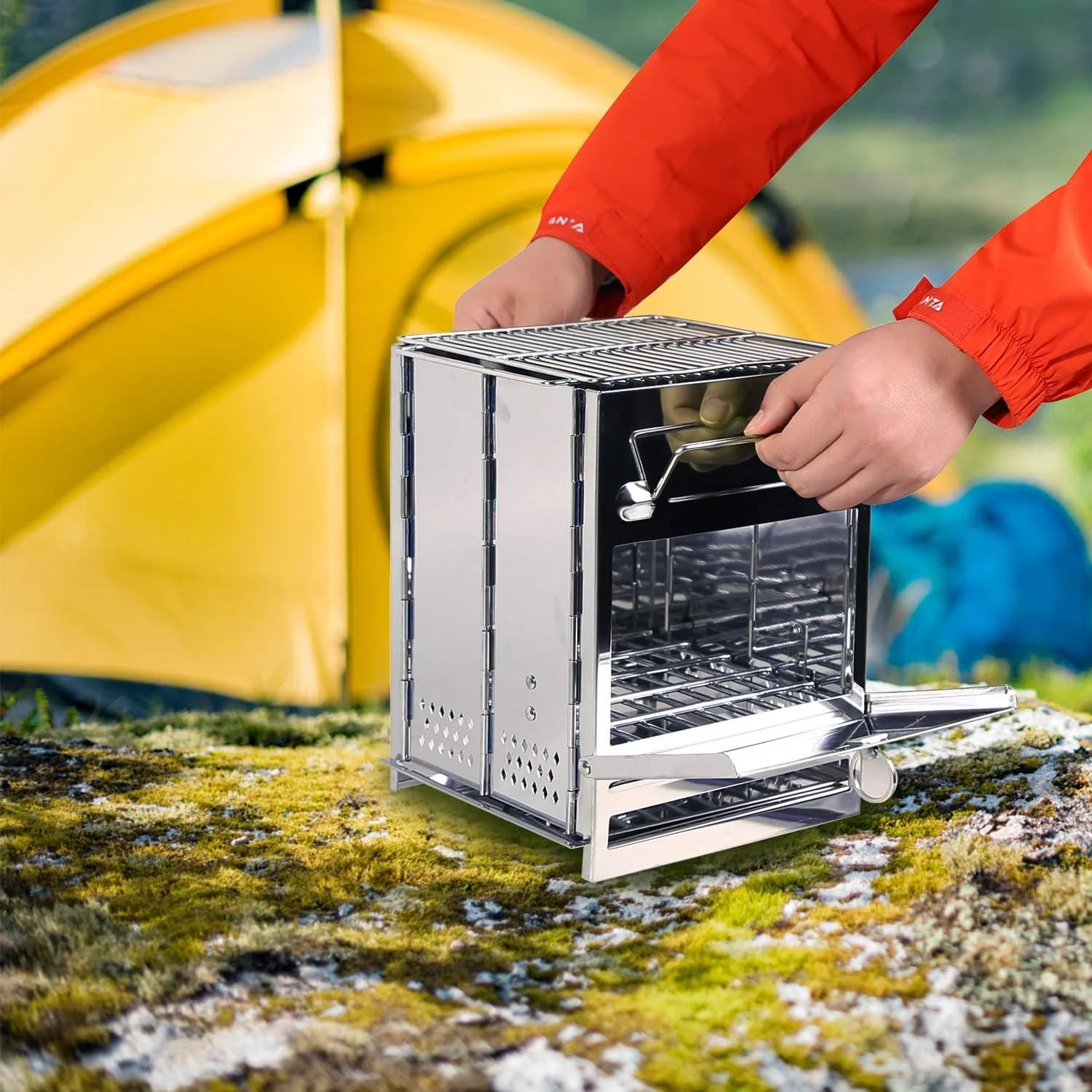 REDCAMP Stainless Steel Camping Wood Burning Stove with Storage Bag | Large, 2.63 kg (5.5 lbs) - view 4