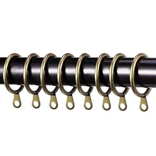 Shappy Antique Brass Curtain Rings with Hooks, 20 Pack Metal Rings for Pinch Pleat Drapes & Rods, 30mm Internal Diameter | Heavy Duty Sliding Eyelet thumbnail 2