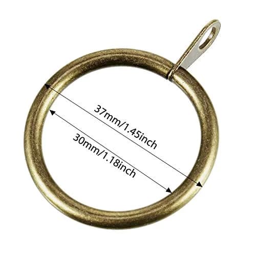 Shappy Antique Brass Curtain Rings with Hooks, 20 Pack Metal Rings for Pinch Pleat Drapes & Rods, 30mm Internal Diameter | Heavy Duty Sliding Eyelet thumbnail 3