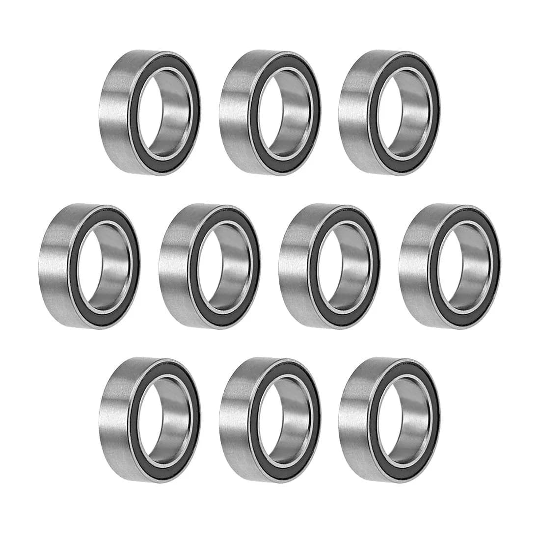 uxcell MR128-2RS Deep Groove Ball Bearings 8mm ID x 12mm OD x 3.5mm Bore, Double Sealed Chrome Steel, 10 Pcs | Industrial Grade Radial Ball Bearings - main product image