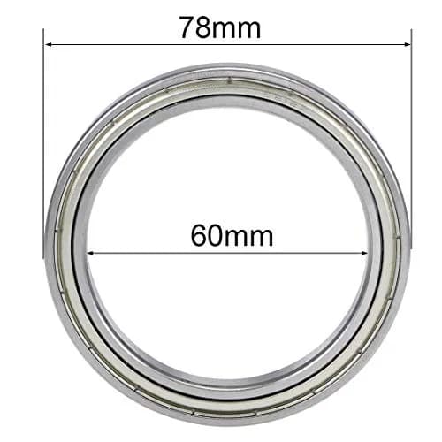 uxcell 6812ZZ Deep Groove Ball Bearings 60mm x 78mm x 10mm Double Shielded Chrome Steel 2pcs | Industrial Grade Radial Ball Bearings thumbnail 4
