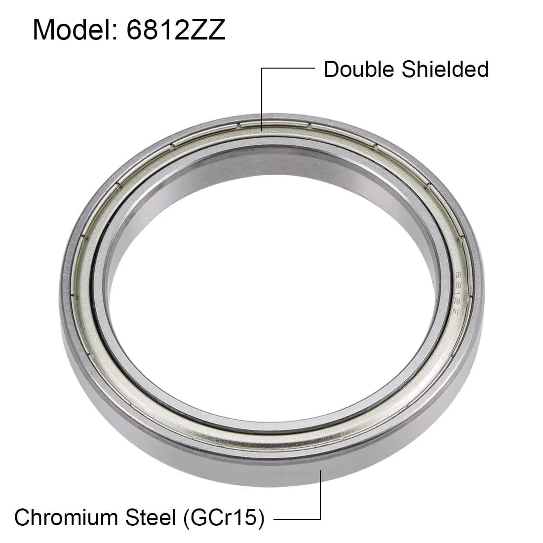 uxcell 6812ZZ Deep Groove Ball Bearings 60mm x 78mm x 10mm Double Shielded Chrome Steel 2pcs | Industrial Grade Radial Ball Bearings - view 2