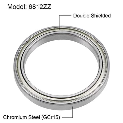 uxcell 6812ZZ Deep Groove Ball Bearings 60mm x 78mm x 10mm Double Shielded Chrome Steel 2pcs | Industrial Grade Radial Ball Bearings thumbnail 2