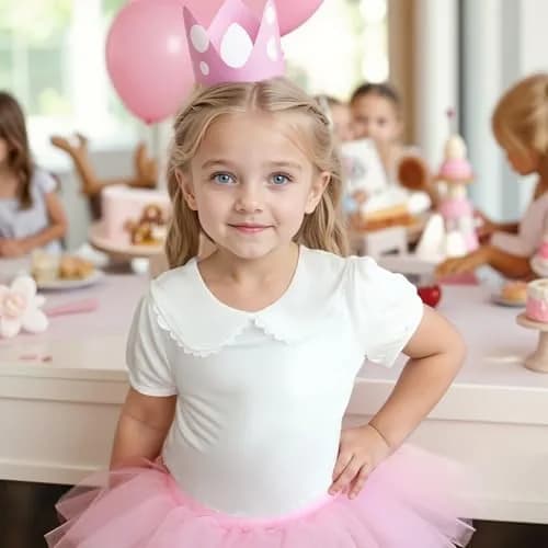 MODNTOGA Kids Baby Girl Long Sleeve Collar Shirt 3-4 Years | Solid White Toddler Top with Puff Sleeves thumbnail 3
