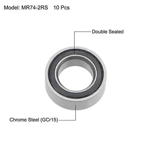 uxcell MR74-2RS Deep Groove Ball Bearings 4mm Inner Dia 7mm OD 2.5mm Bore Double Sealed Chrome Steel Z2 10pcs thumbnail 2