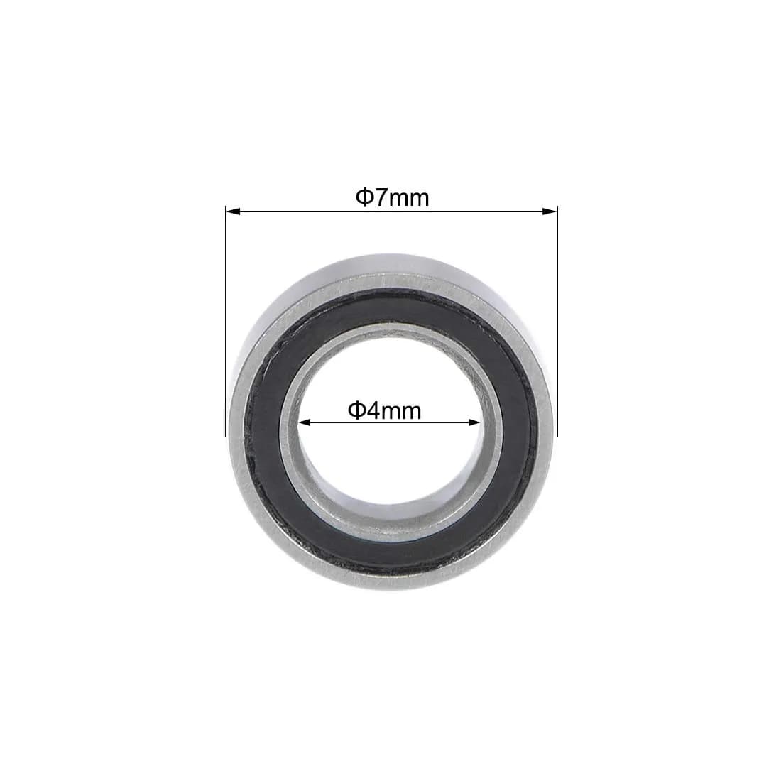 uxcell MR74-2RS Deep Groove Ball Bearings 4mm Inner Dia 7mm OD 2.5mm Bore Double Sealed Chrome Steel Z2 10pcs - view 4