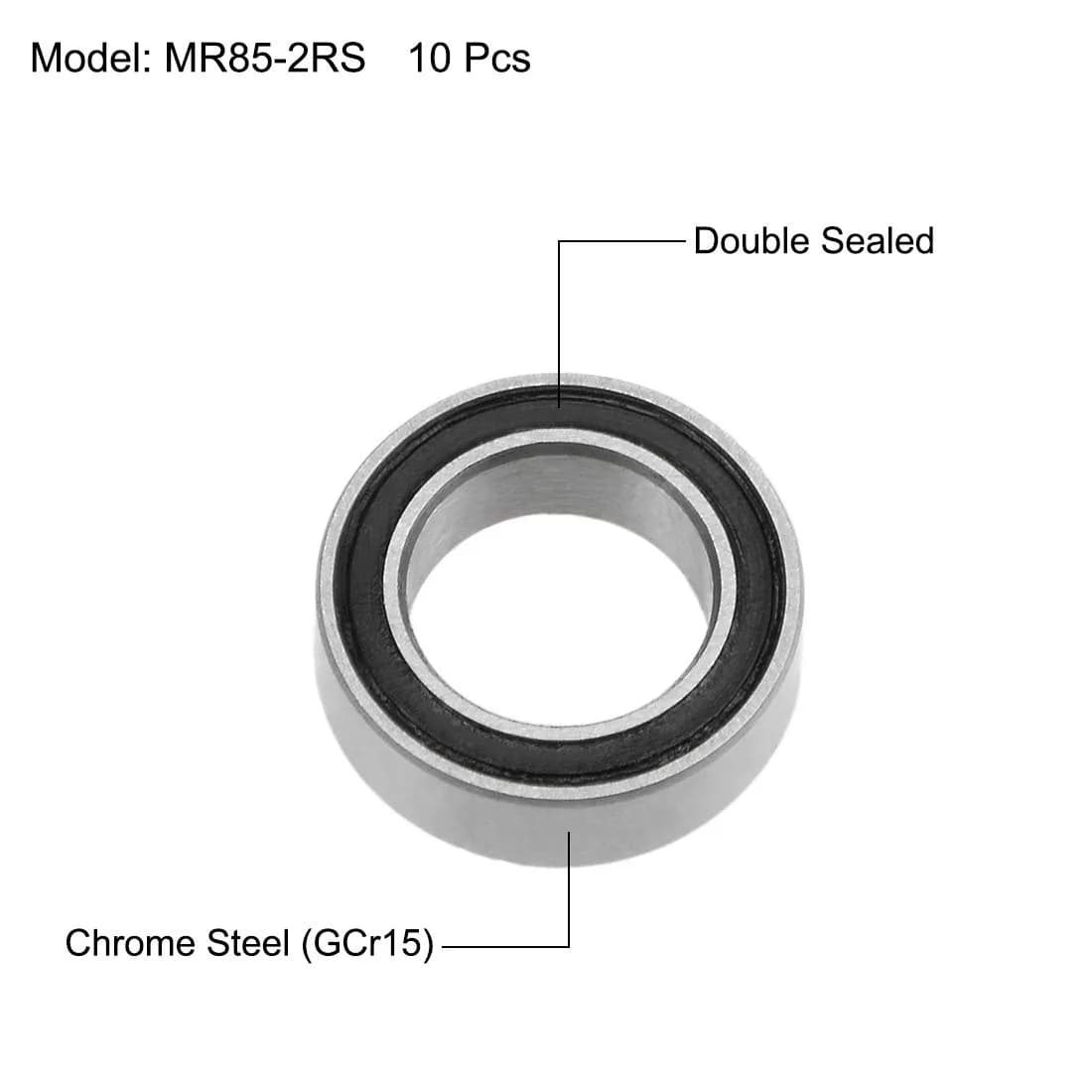 uxcell MR85-2RS 5mmx8mmx2.5mm Double Sealed Deep Groove Ball Bearings (10pcs) - view 2