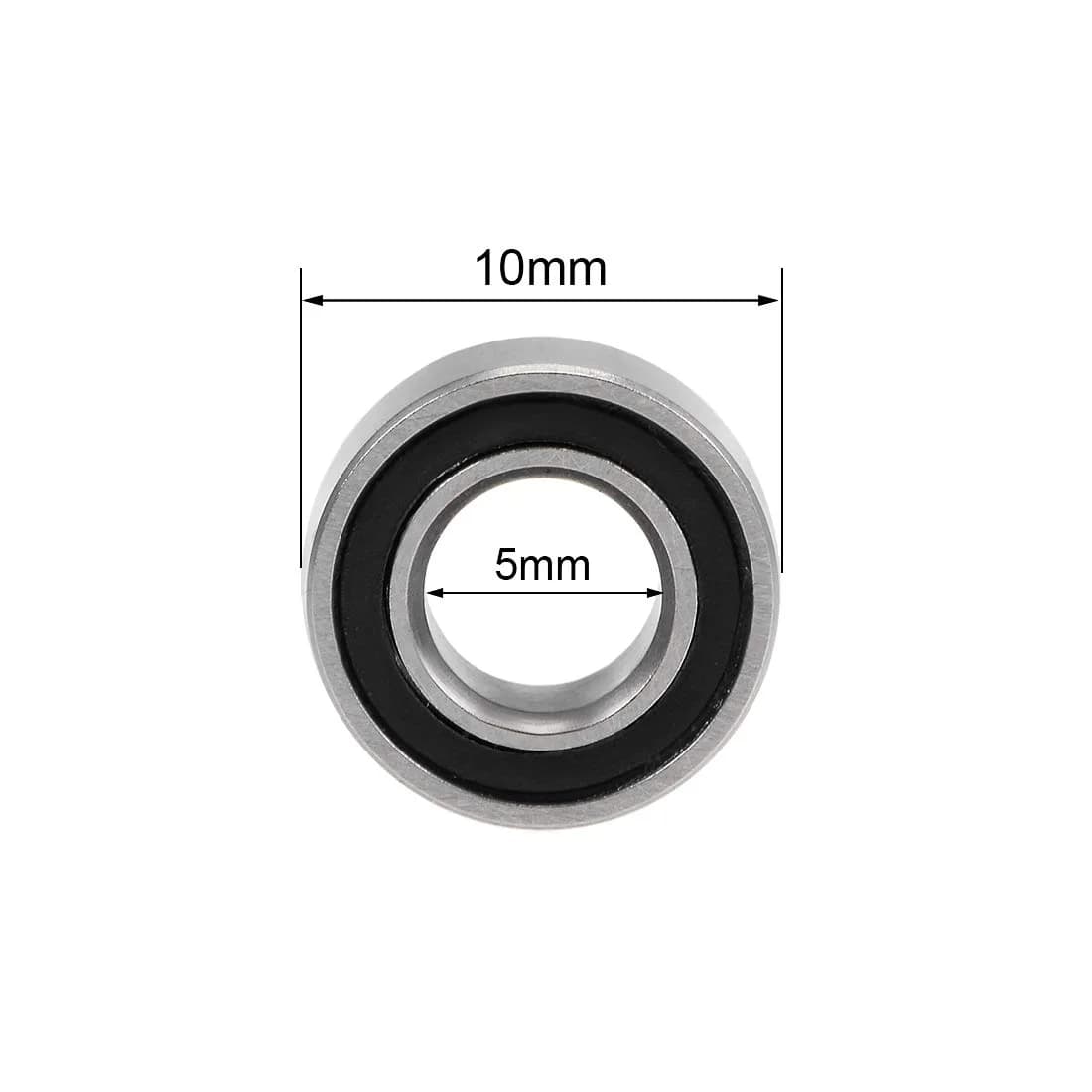 uxcell MR105-2RS 5mm Inner Dia 10mm OD 4mm Bore Double Sealed Deep Groove Ball Bearings (10pcs) - view 4