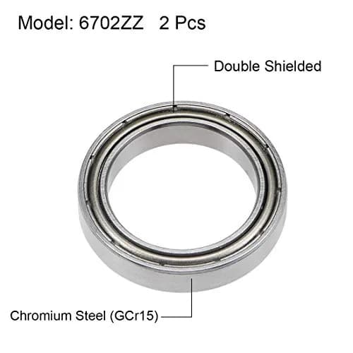 uxcell 6702ZZ Deep Groove Ball Bearings 15mm x 21mm x 4mm Double Shielded Chrome Steel 2 Pcs | Industrial Grade Precision thumbnail 2
