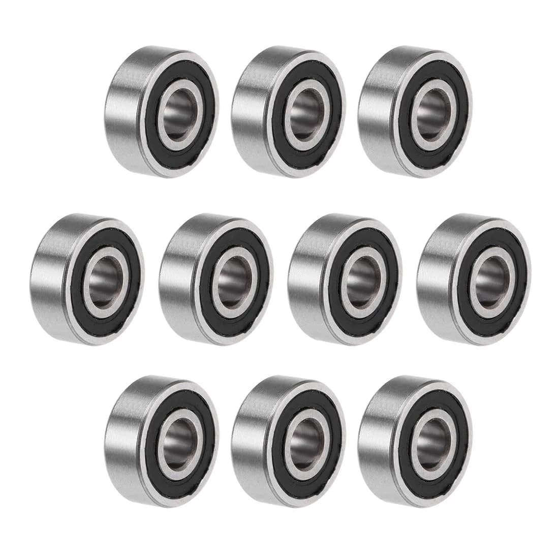 uxcell MR83-2RS 3mm x 8mm x 3mm Double Sealed Chrome Steel Deep Groove Ball Bearings (10pcs) - main product image