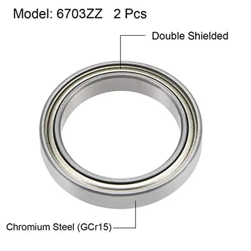 uxcell 6703ZZ Deep Groove Ball Bearings 17mm x 23mm x 4mm Double Shielded Chrome Steel 2 Pcs thumbnail 2