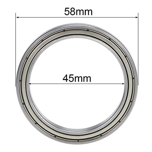 uxcell 6809ZZ Deep Groove Ball Bearings 45mm x 58mm x 7mm Double Shielded Chrome Steel (2 Pcs) thumbnail 4