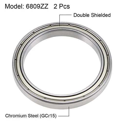 uxcell 6809ZZ Deep Groove Ball Bearings 45mm x 58mm x 7mm Double Shielded Chrome Steel (2 Pcs) thumbnail 2
