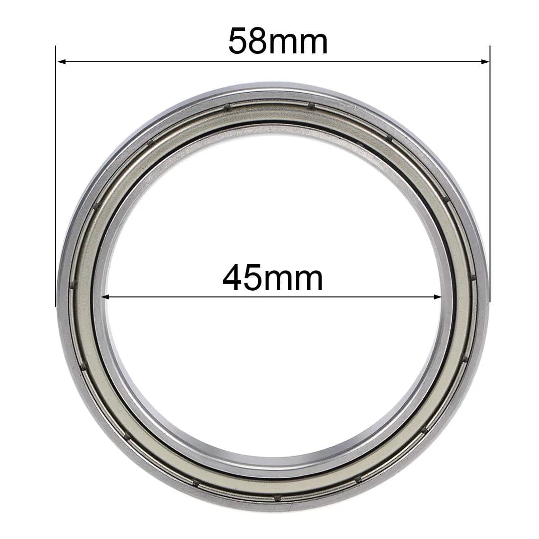 uxcell 6809ZZ Deep Groove Ball Bearings 45mm x 58mm x 7mm Double Shielded Chrome Steel (2 Pcs) - view 4