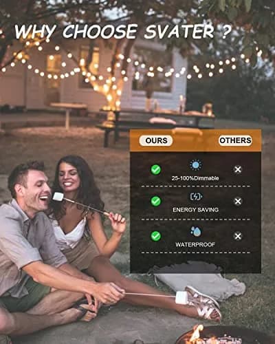 Svater Outdoor String Lights Waterproof 100 FT | Shatterproof LED Globe Bulbs for Patio & Garden thumbnail 5