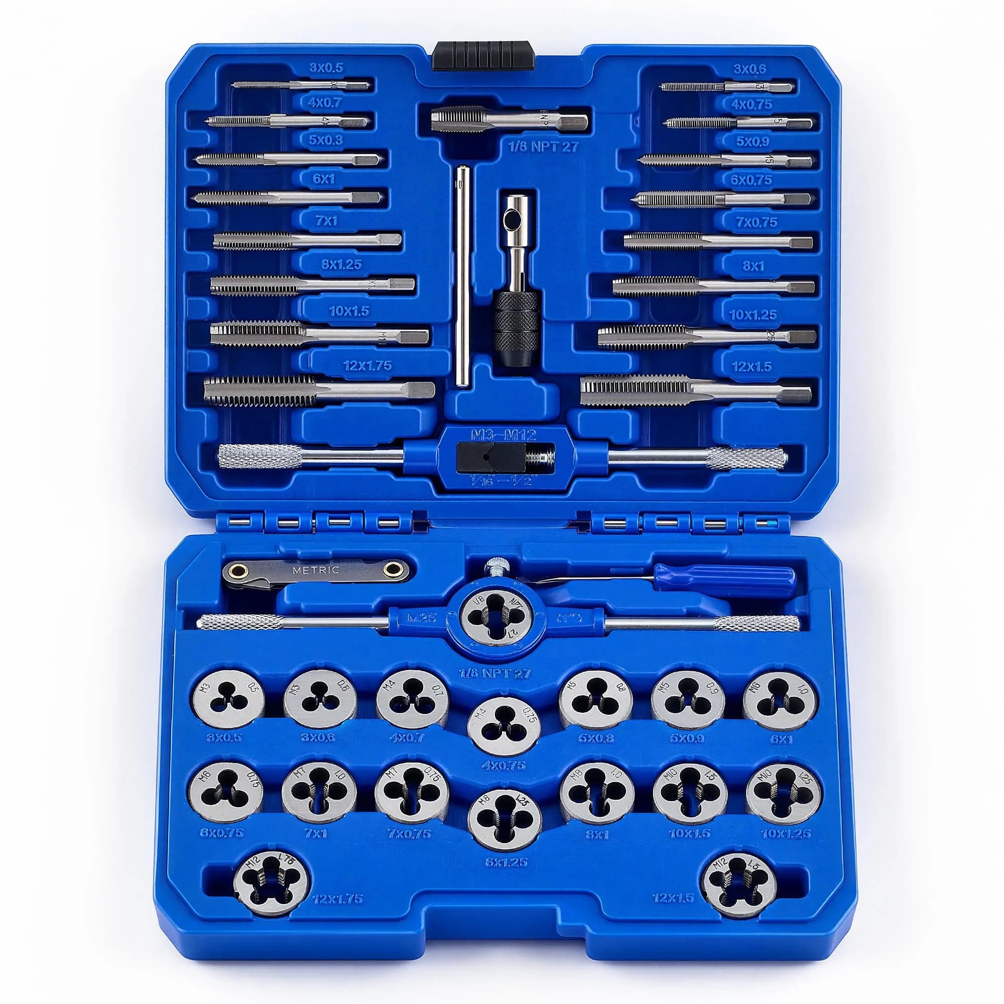 Orion Motor Tech Metric Tap and Die Set 40 Pc | Thread Repair & Cutting Kit with Wrenches - main product image