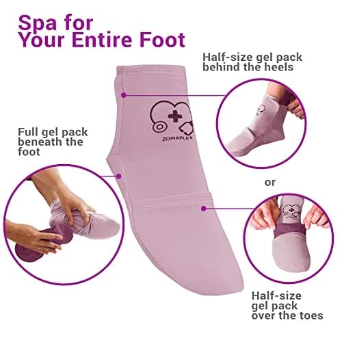 Zomaple Cold Therapy Socks with 2 Gel Packs, Medium, Lavender | Reusable Foot & Ankle Ice Wrap for Neuropathy & Hot Feet thumbnail 5