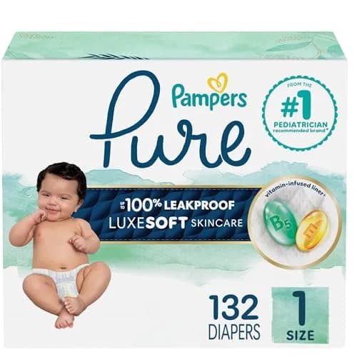 Pampers Pure Baby Diapers Size 1 (8-14 lbs) 132 Count | Hypoallergenic & Leakproof — Size 1