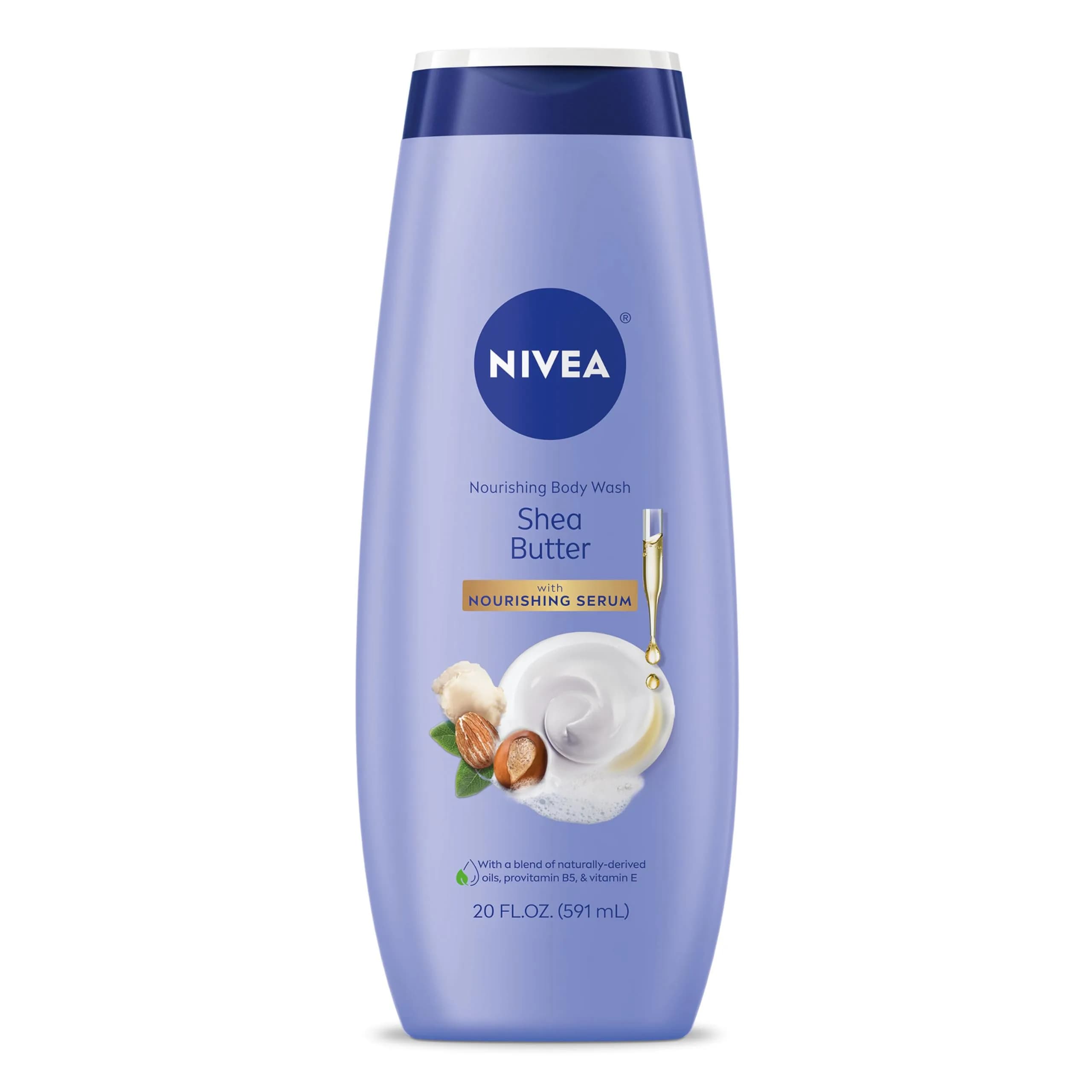 NIVEA Nourishing Shea Butter Body Wash with Nourishing Serum 591ml (20 Fl Oz) | Hydrates Dry Skin