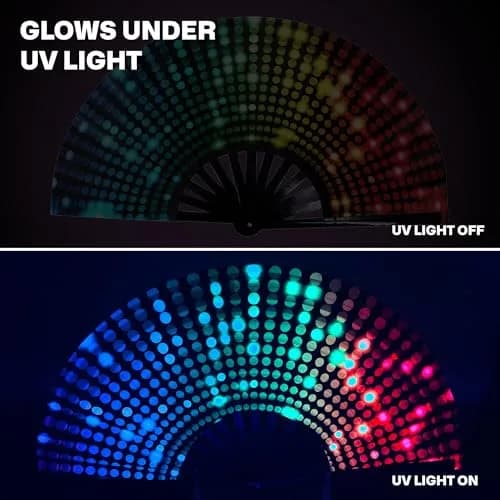 SoJourner Bags Bright Lights Rave Fan - Large Folding Clack Fan for Men and Women | EDM, Festival Accessory thumbnail 6