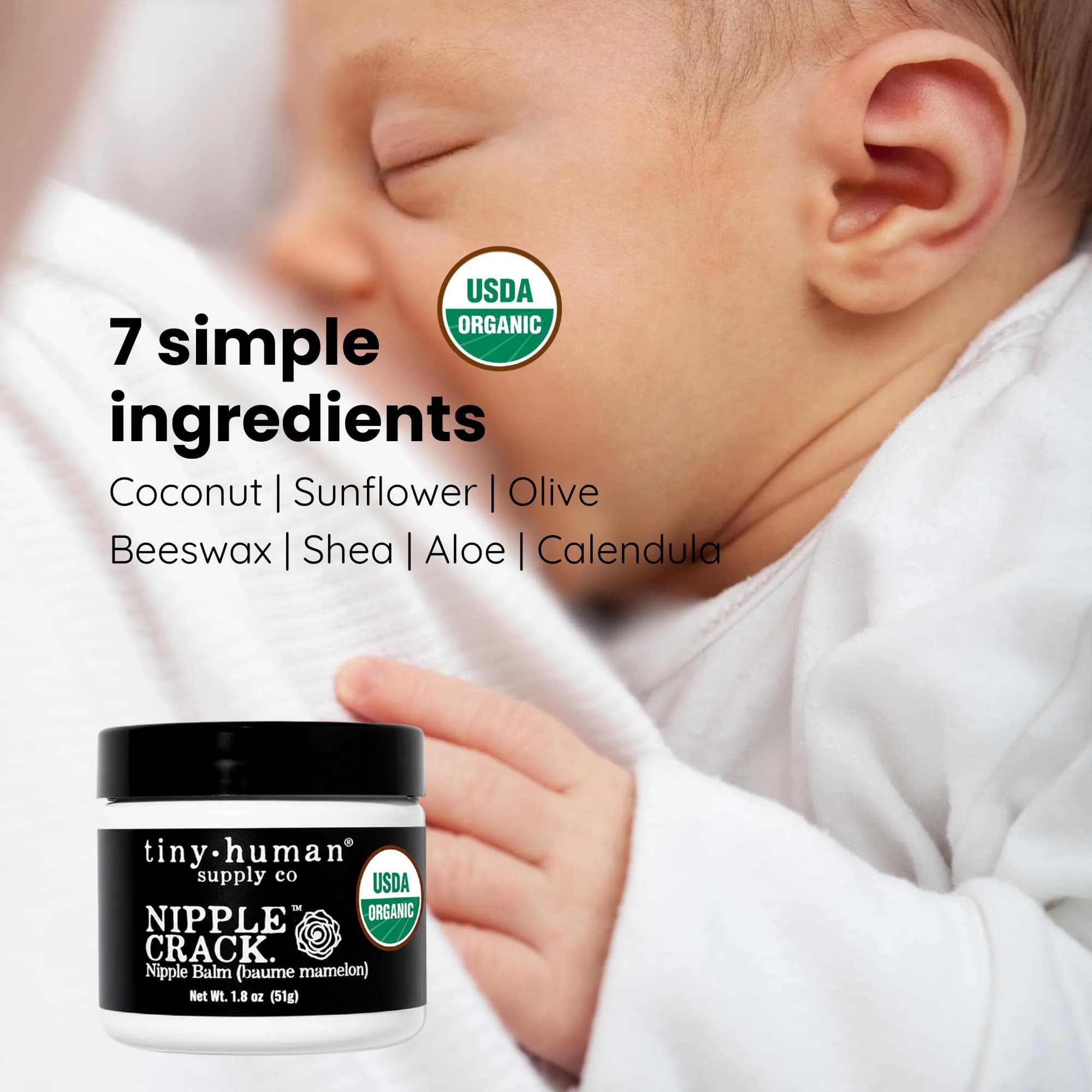 Tiny Human Supply Co Nipple Crack USDA Organic Balm 3.6 oz (1.8 oz x 2) | Soothes & Protects Nipples - view 6